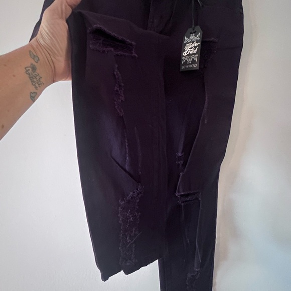 SILVER CRUSH • Ripped Purple Straight Leg Pants • 7/8 • - Picture 5 of 7